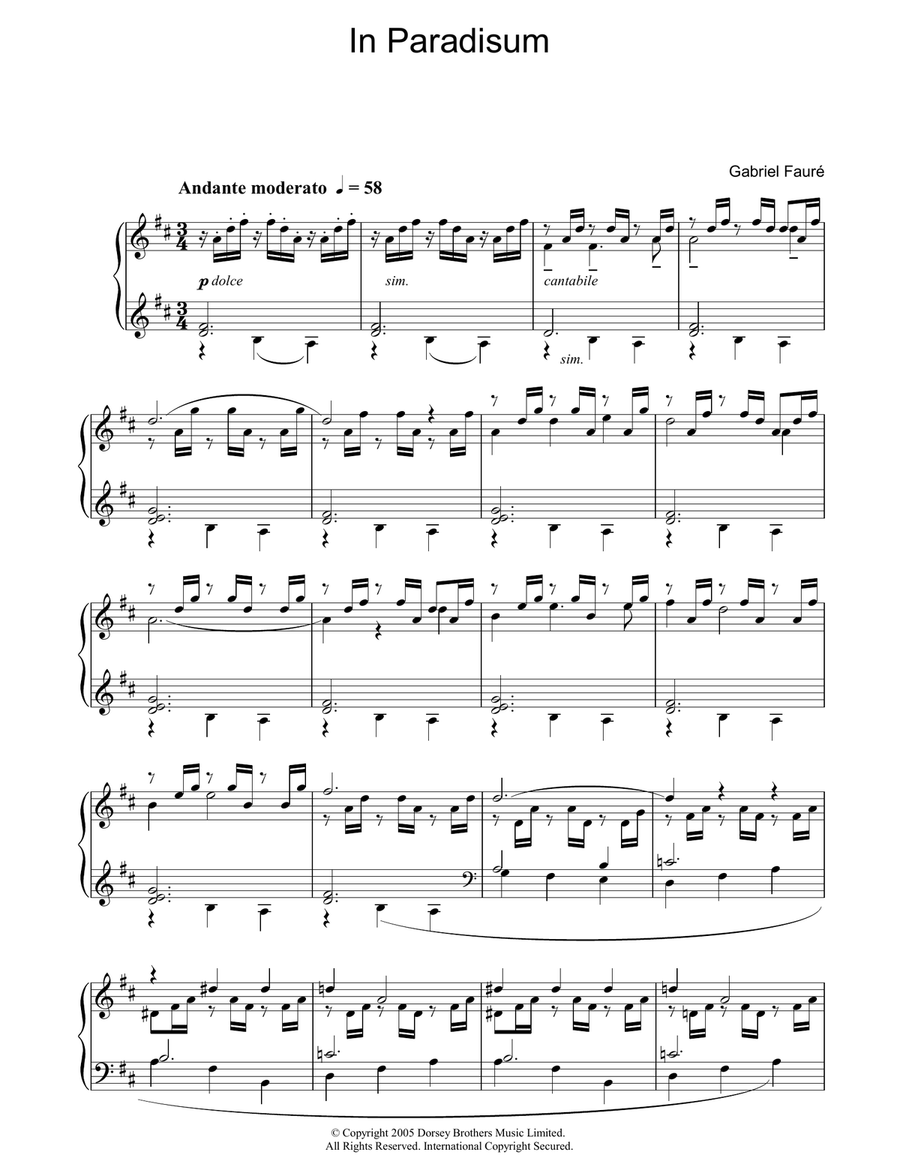 In Paradisum from 'Requiem' Piano Solo scores gallery preview page 1