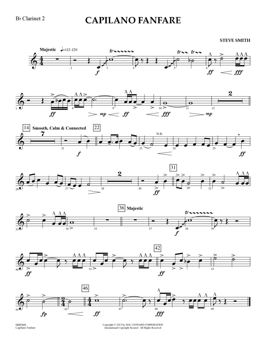 Capilano Fanfare (Digital Only) - Bb Clarinet 2 Concert Band scores gallery preview page 1