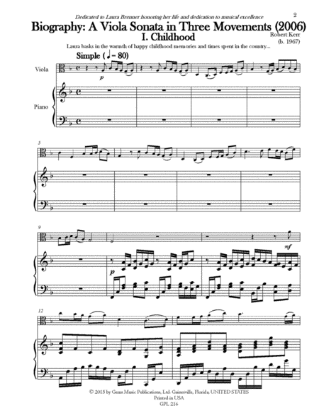 Biography: A Viola Sonata in Three Movements (2006)