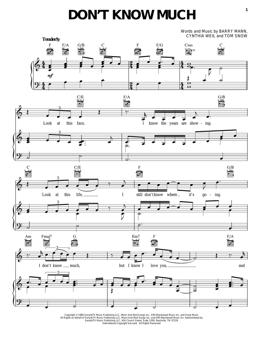 Don't Know Much Acoustic Guitar scores gallery preview page 1