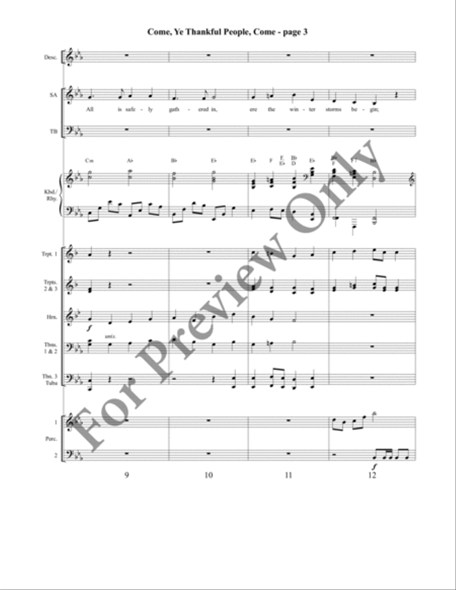 Come, Ye Thankful People, Come Orchestraton Brass Ensemble scores gallery preview page 5