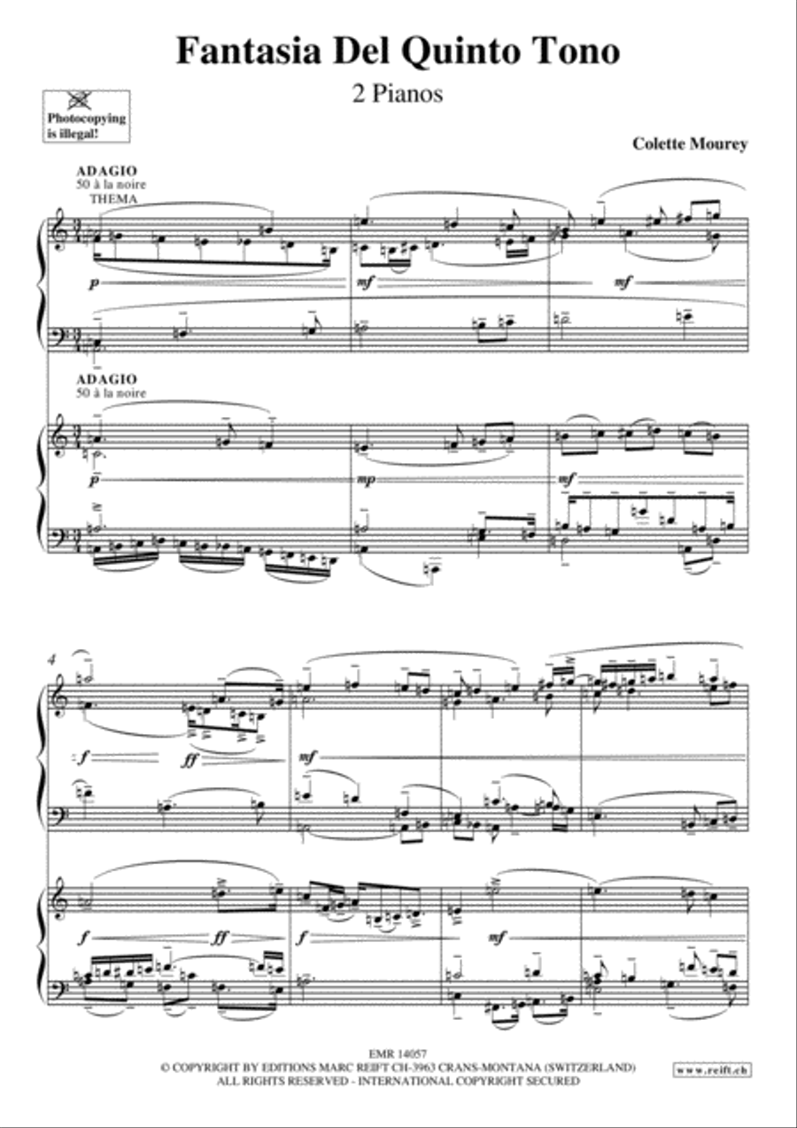 Fantasia Del Quinto Tono Fantasia Del Quinto Tono Piano Duet scores gallery preview page 3