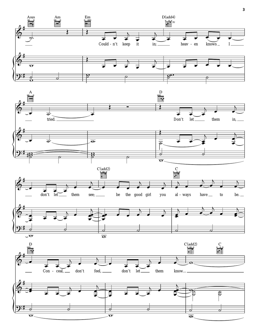 Let It Go (Demi Lovato version) Guitar scores gallery preview page 3
