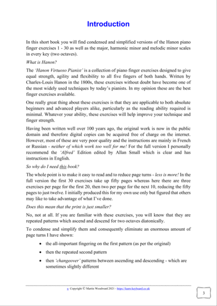 Hanon Piano / Keyboard Exercises 1 - 30 Condensed and Simplified for Beginners Easy Reading Piano Method scores gallery preview page 5