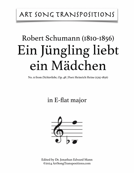 SCHUMANN: Ein Jüngling liebt ein Mädchen, Op. 48 no. 11 (transposed to E-flat major)
