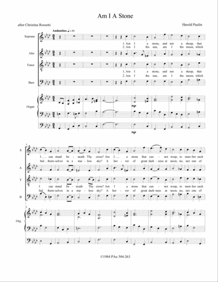 Am I A Stone 4-Part scores gallery preview page 1