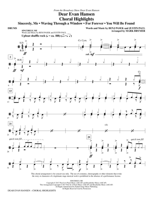 Dear Evan Hansen (Choral Highlights) - Drums