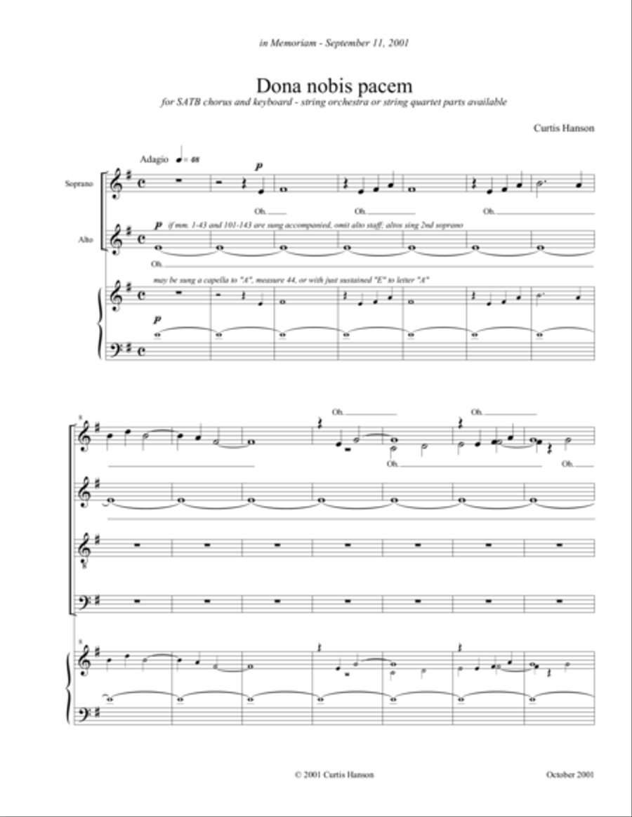 Dona Nobis Pacem (SATB) 4-Part scores gallery preview page 1