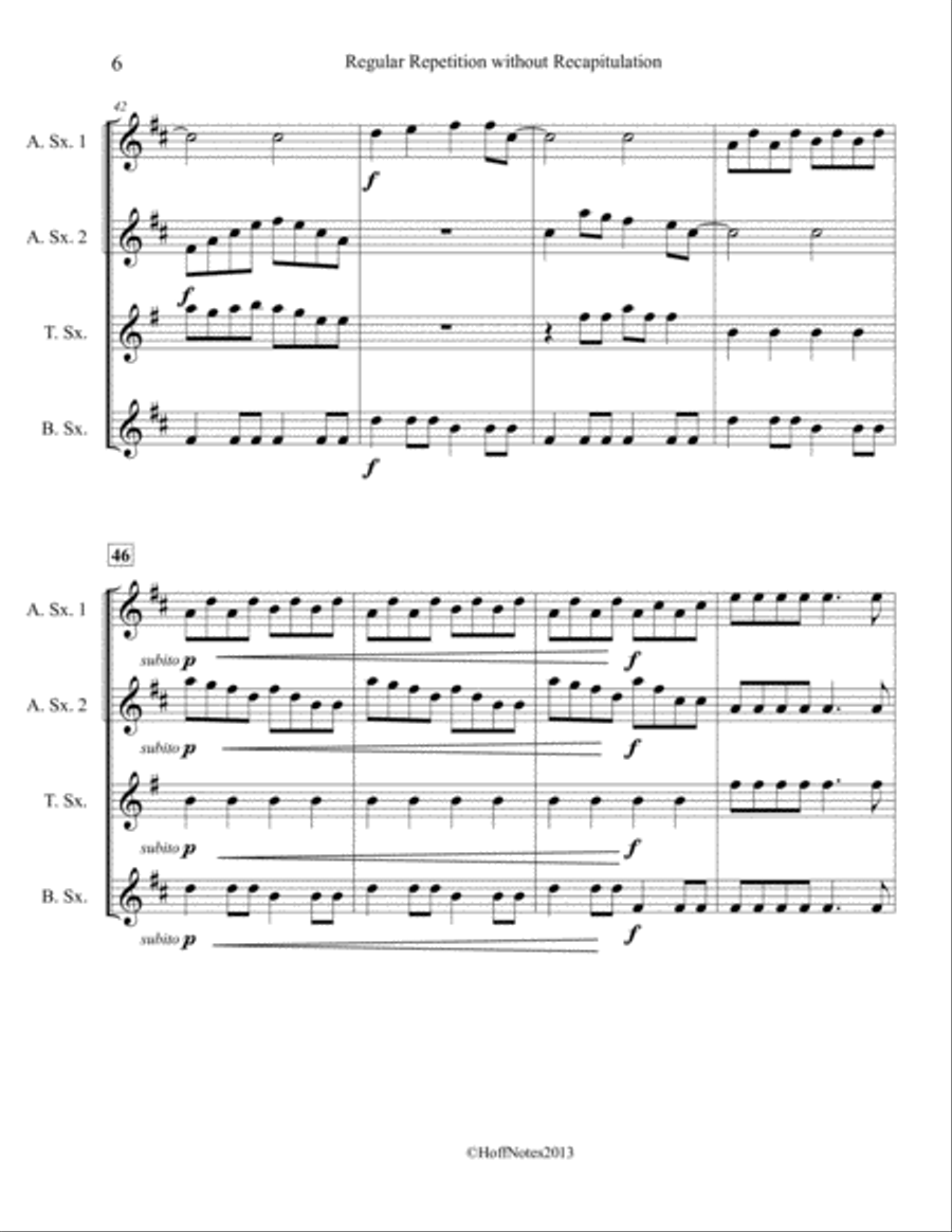 Regular Repetition without Recapitulation Woodwind Quartet scores gallery preview page 6