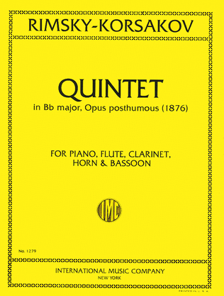 Book cover for Quintet In B Flat Major For Flute, Clarinet, Horn, Bassoon & Piano