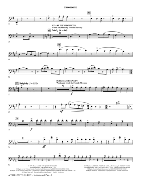 A Tribute To Queen (Medley) (arr. Mark Brymer) - Trombone