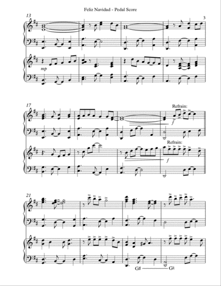 Feliz Navidad Pedal Harp scores gallery preview page 3