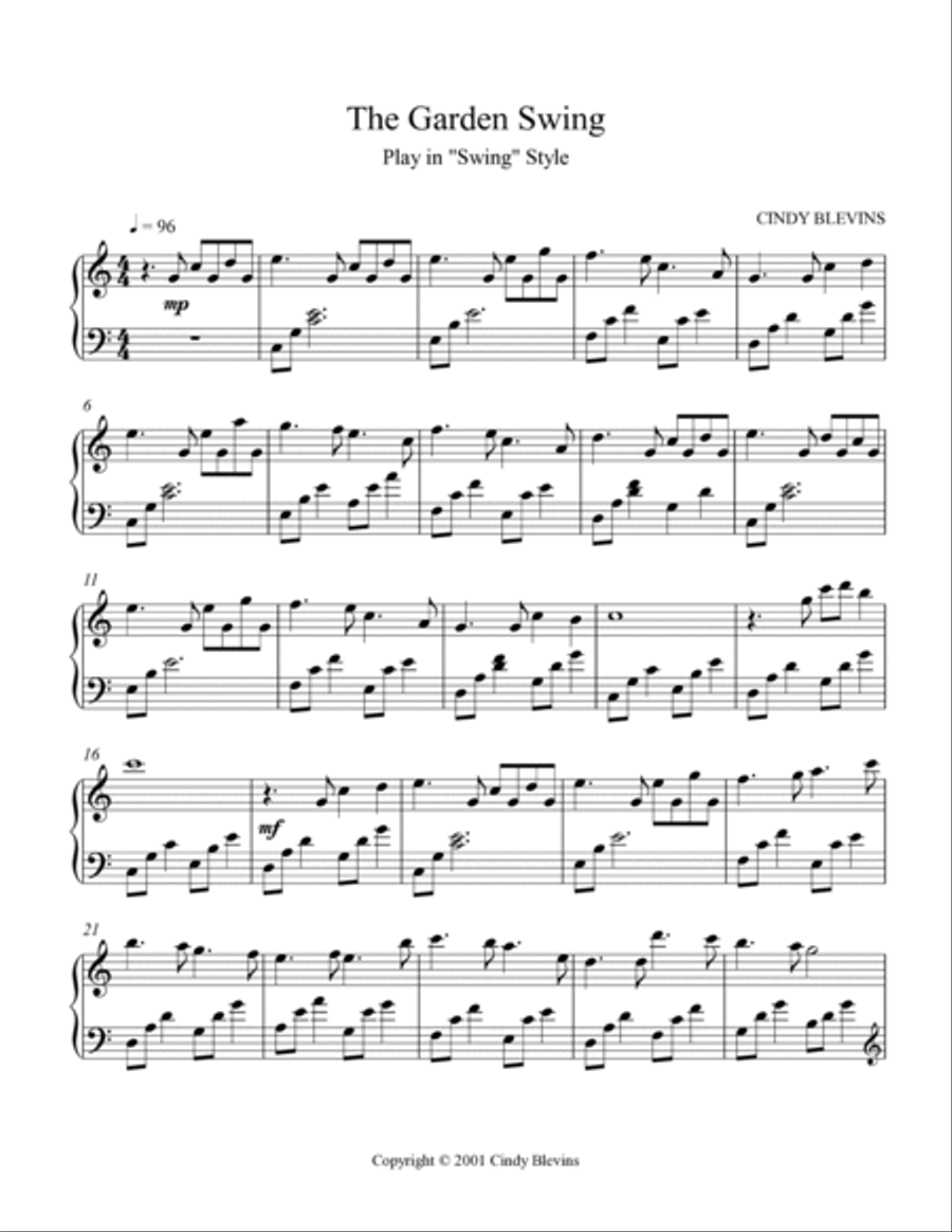 The Garden Swing, original solo for Lap Harp Lap Harp scores gallery preview page 2