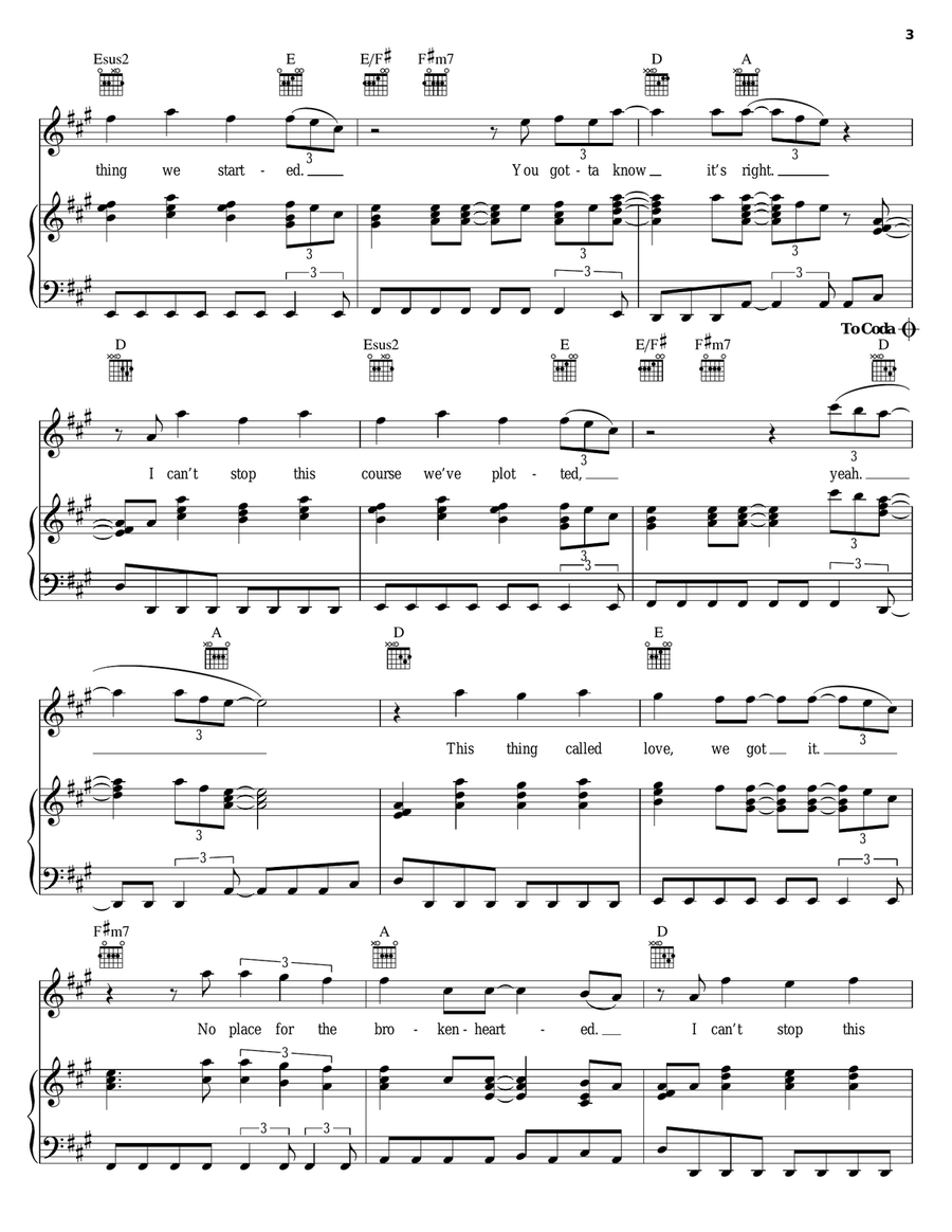 Can't Stop This Thing We Started Piano, Vocal, Guitar scores gallery preview page 3
