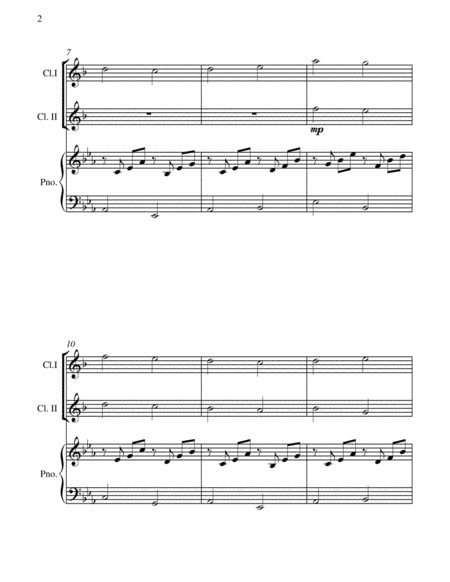 Canon - Johann Pachebel - 2 B Flat Clarinets and Piano - Intermediate/Advanced Intermediate level image number null