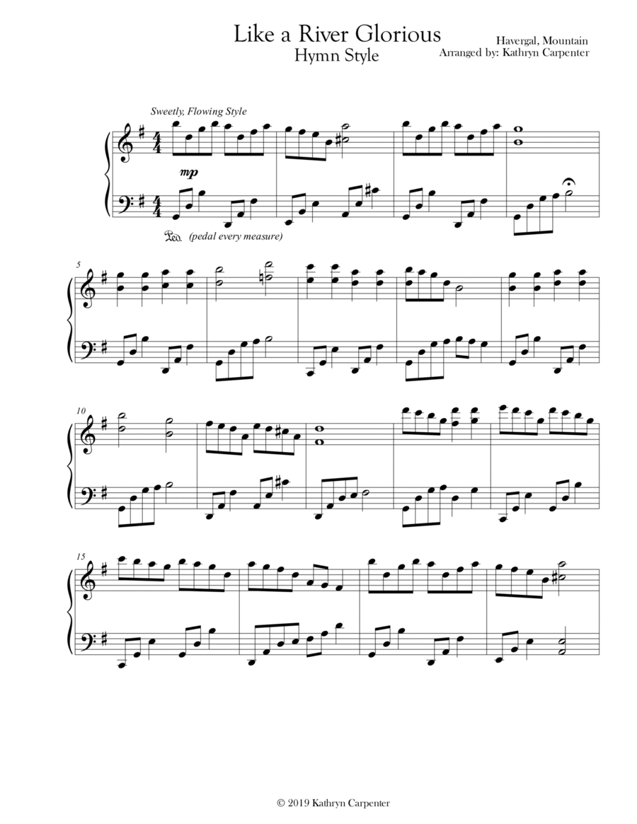 Like a River Glorious (Piano) Piano Solo scores gallery preview page 1