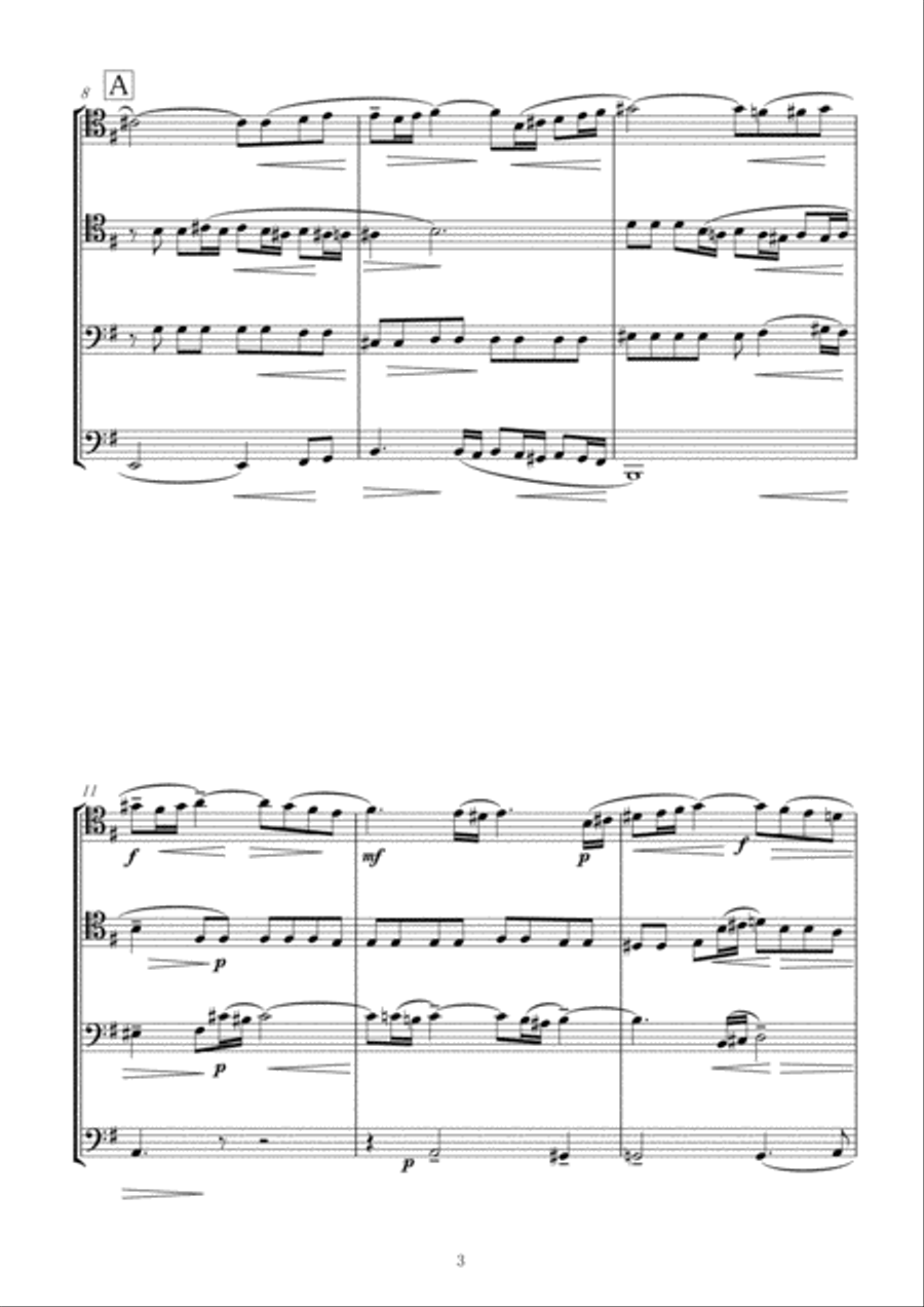 Rachmaninov: Vocalise for Low Brass (Trombone) Quartet Brass Ensemble scores gallery preview page 3