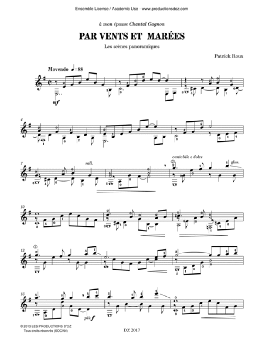 Par vents et marées Classical Guitar scores gallery preview page 2