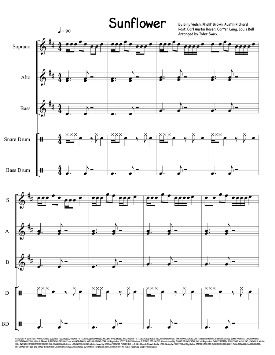 Sunflower Orff Instrument scores gallery preview page 1