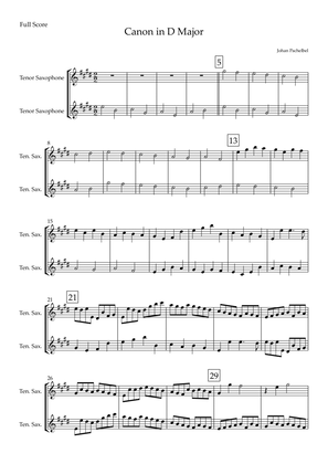 Canon in D Major (Johann Pachelbel) for Tenor Saxophone Duo