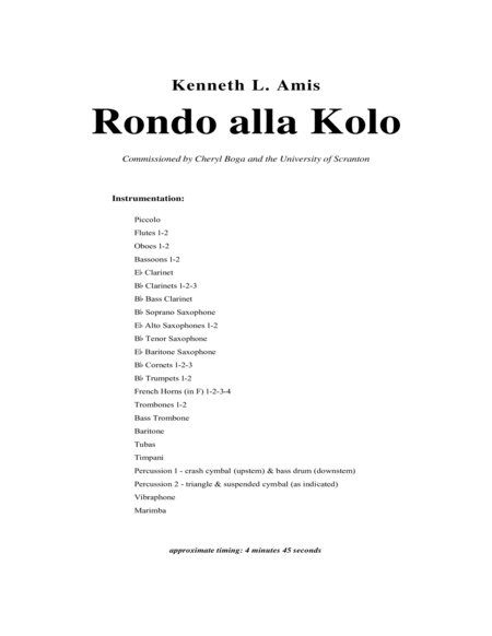 Rondo alla Kolo - STUDY SCORE ONLY