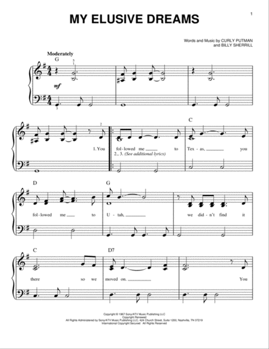 My Elusive Dreams Easy Piano scores gallery preview page 1