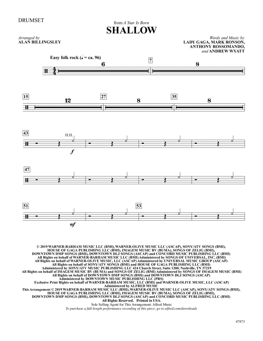 Shallow: Drums Part scores gallery preview page 1