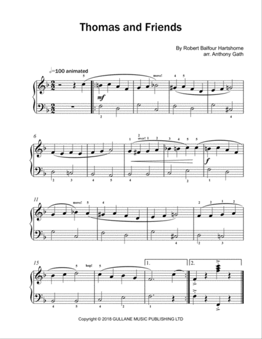 Thomas And Friends Easy Piano scores gallery preview page 1