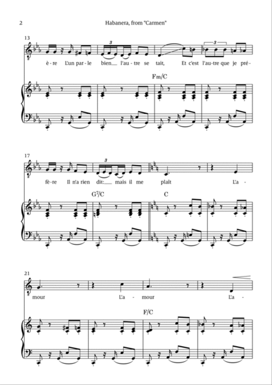 Habanera (for tenor - C minor/major) Chamber Music scores gallery preview page 2