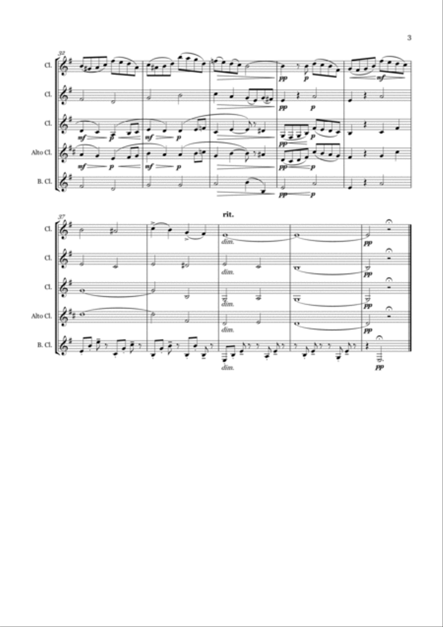 Poco Lento for Clarinet Quartet Clarinet Quartet scores gallery preview page 3