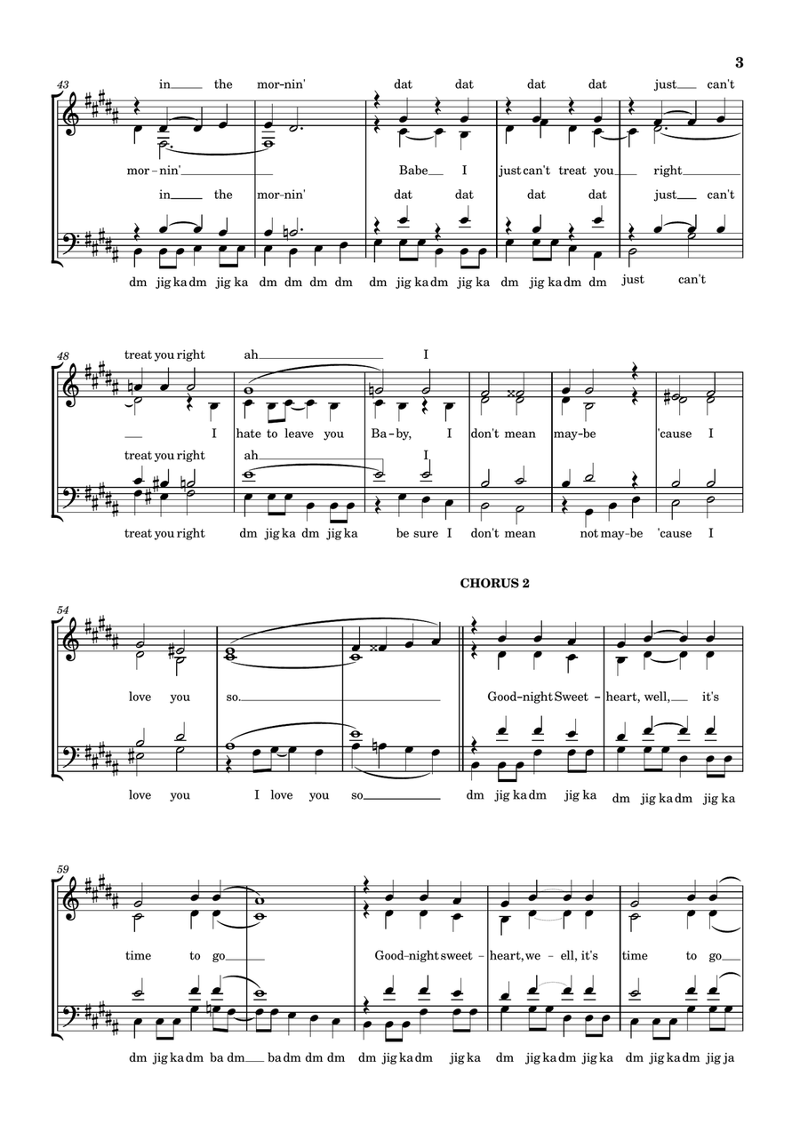 Goodnight, Sweetheart, Goodnight (goodnight, It's Time To Go) 4-Part scores gallery preview page 3