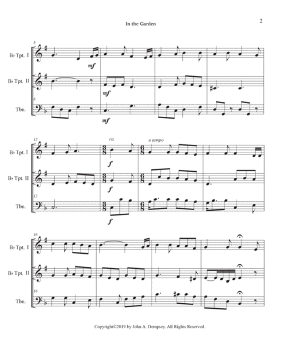 In the Garden (Brass Trio): Two Trumpets and Trombone Brass Trio scores gallery preview page 6