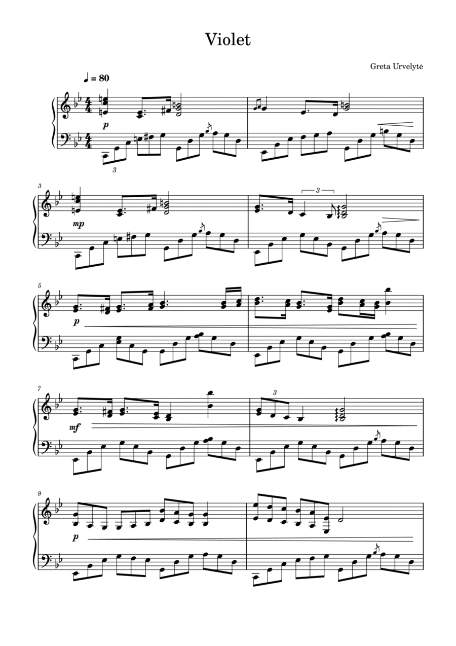 Violet Piano Solo scores gallery preview page 1