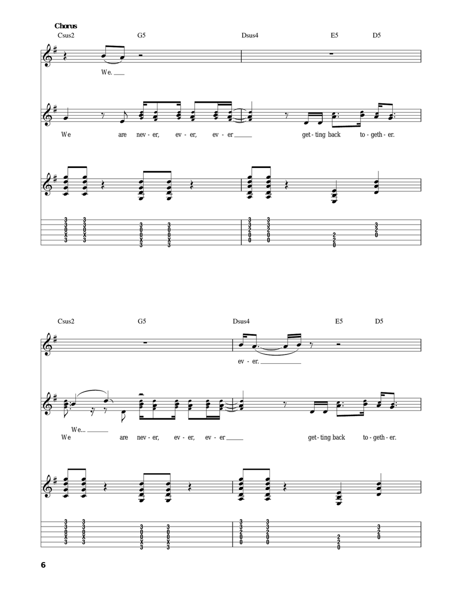 We Are Never Ever Getting Back Together Acoustic Guitar scores gallery preview page 6