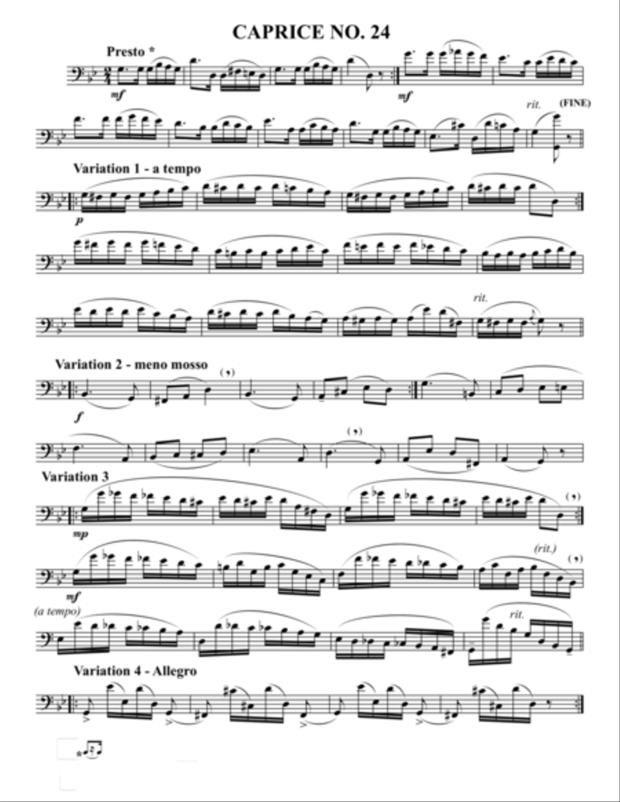 Four Caprices (11, 17, 20 and 24) Euphonium scores gallery preview page 3