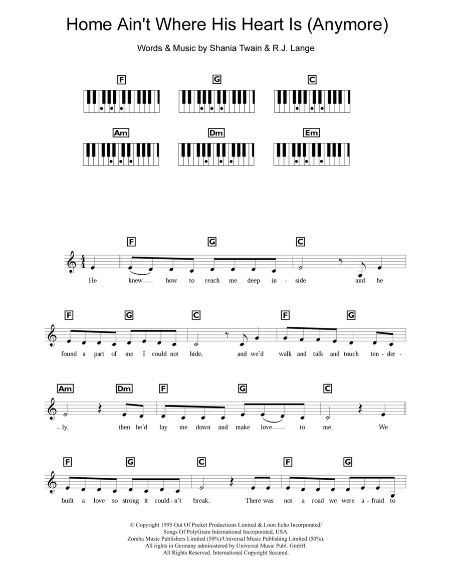 Home Ain't Where His Heart Is (Anymore) Piano Solo scores gallery preview page 1