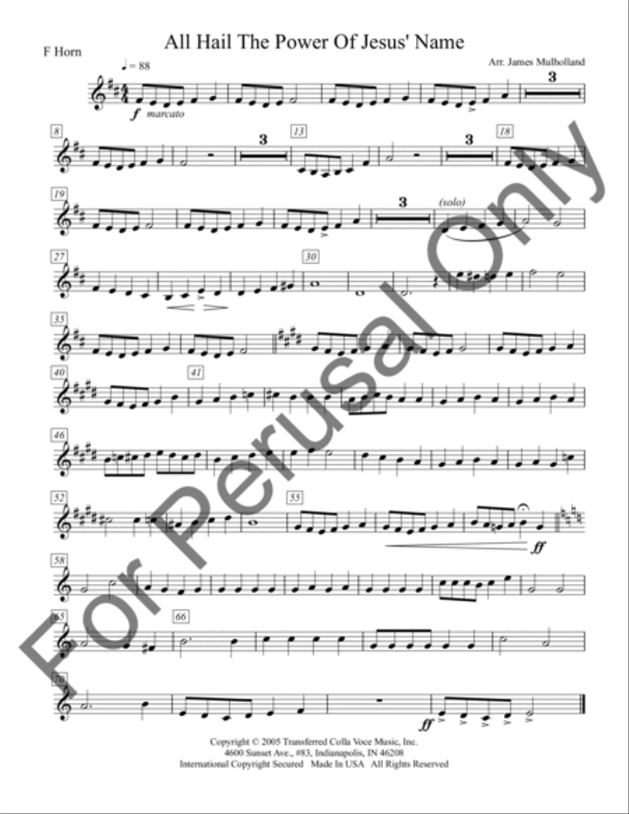 All Hail The Power Of Jesus' Name (Brass Quartet Parts) Choir scores gallery preview page 3