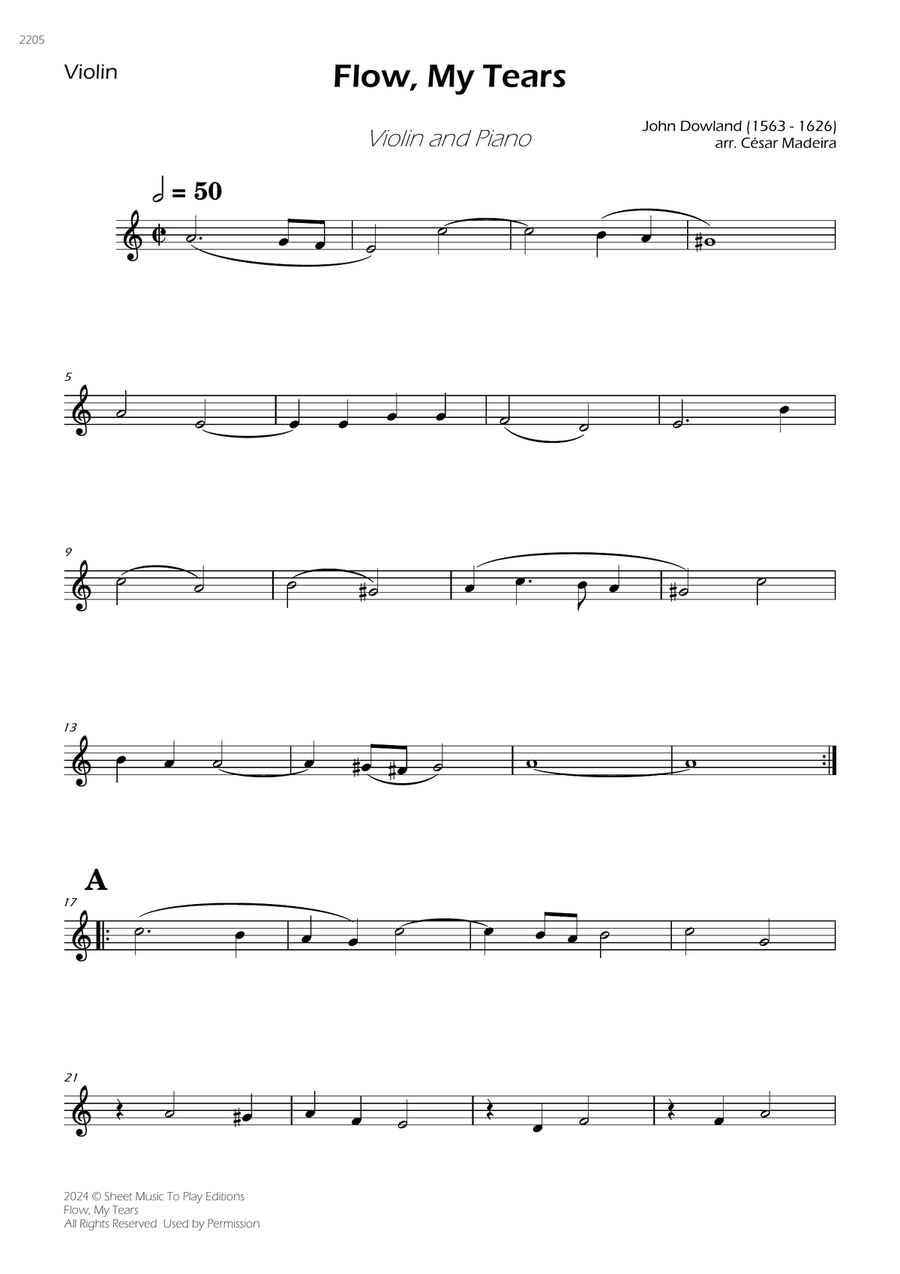 Flow My Tears - Violin and Piano (Individual Parts) Violin Solo scores gallery preview page 1