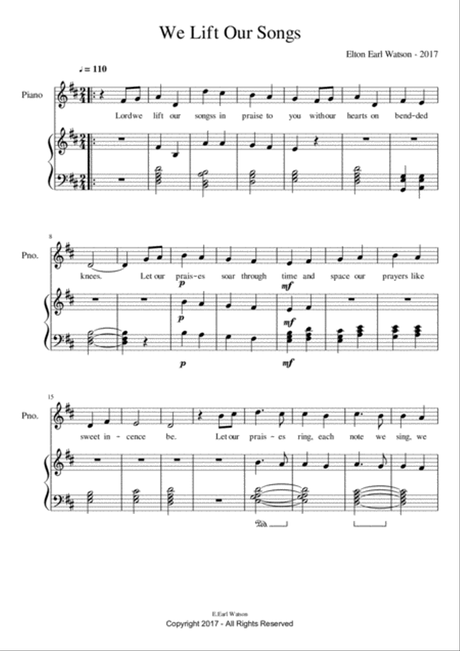 We Lift Our Songs Piano, Vocal, Guitar scores gallery preview page 1