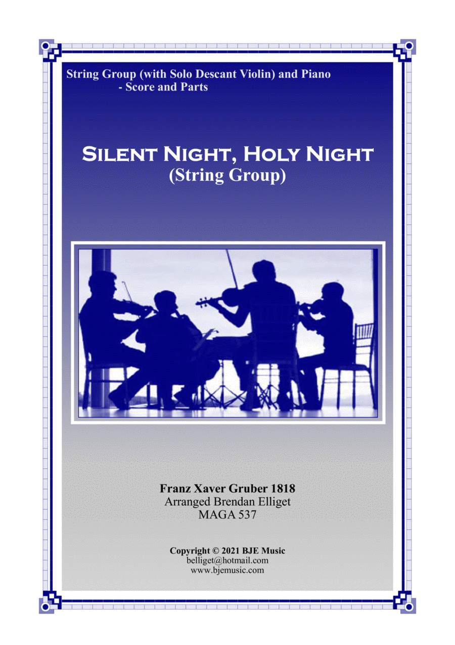 Silent Night, Holy Night - String Group (With Solo Descant Violin) and Piano Score and Parts PDF Chamber Orchestra scores gallery preview page 1