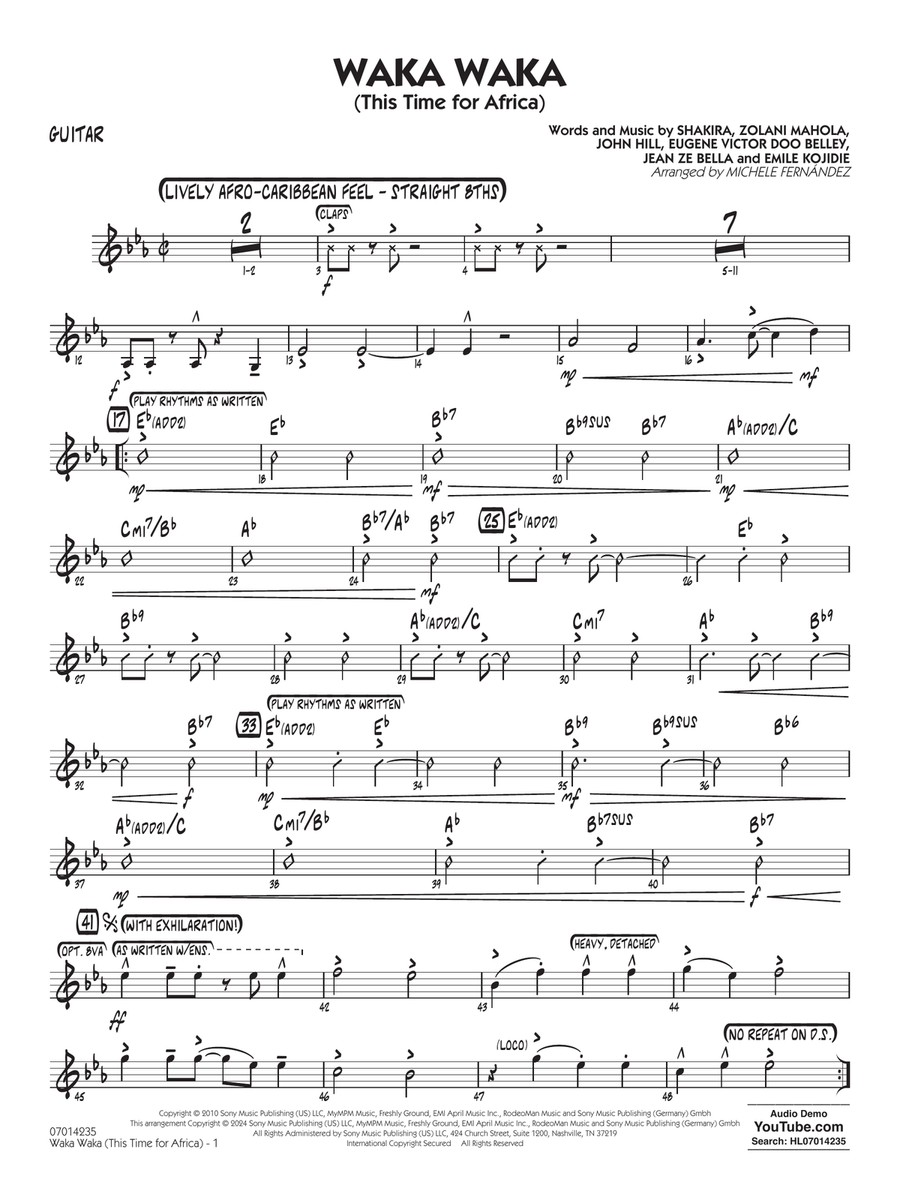 Waka Waka (This Time for Africa) - Guitar Jazz Ensemble scores gallery preview page 1