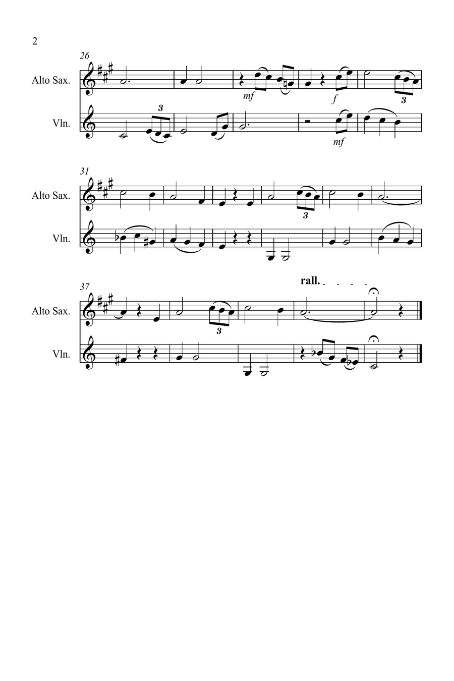 Amazing Grace for Alto Saxophone and Violin Duet Alto Saxophone scores gallery preview page 2