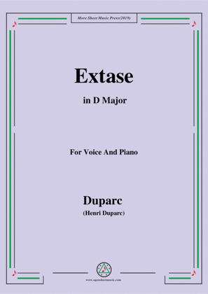 Book cover for Duparc-Extase in D Major,for Violin and Piano