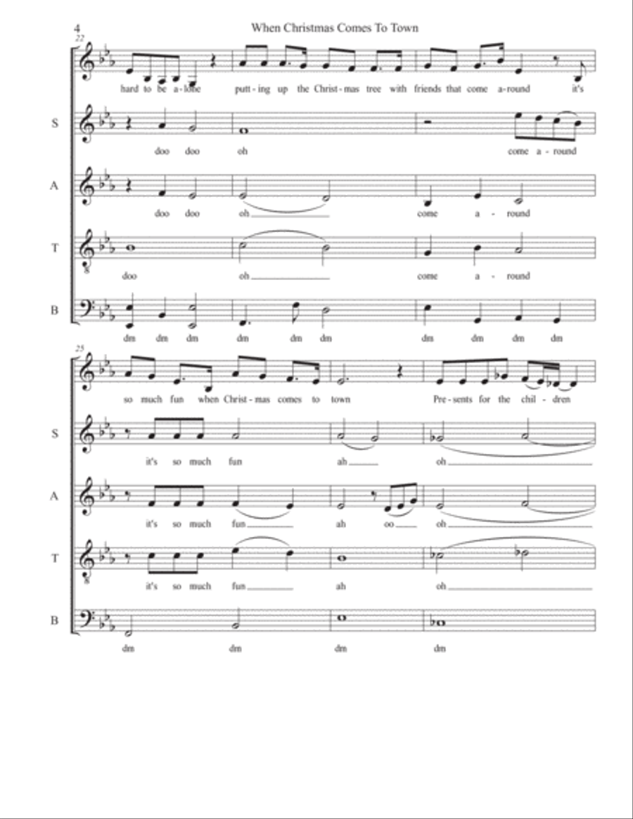 When Christmas Comes To Town 4-Part scores gallery preview page 4
