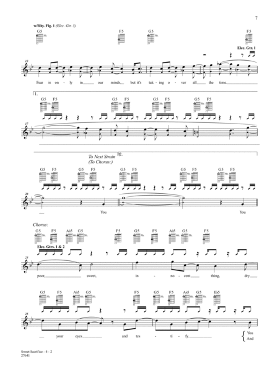 Sweet Sacrifice Guitar Tablature scores gallery preview page 2