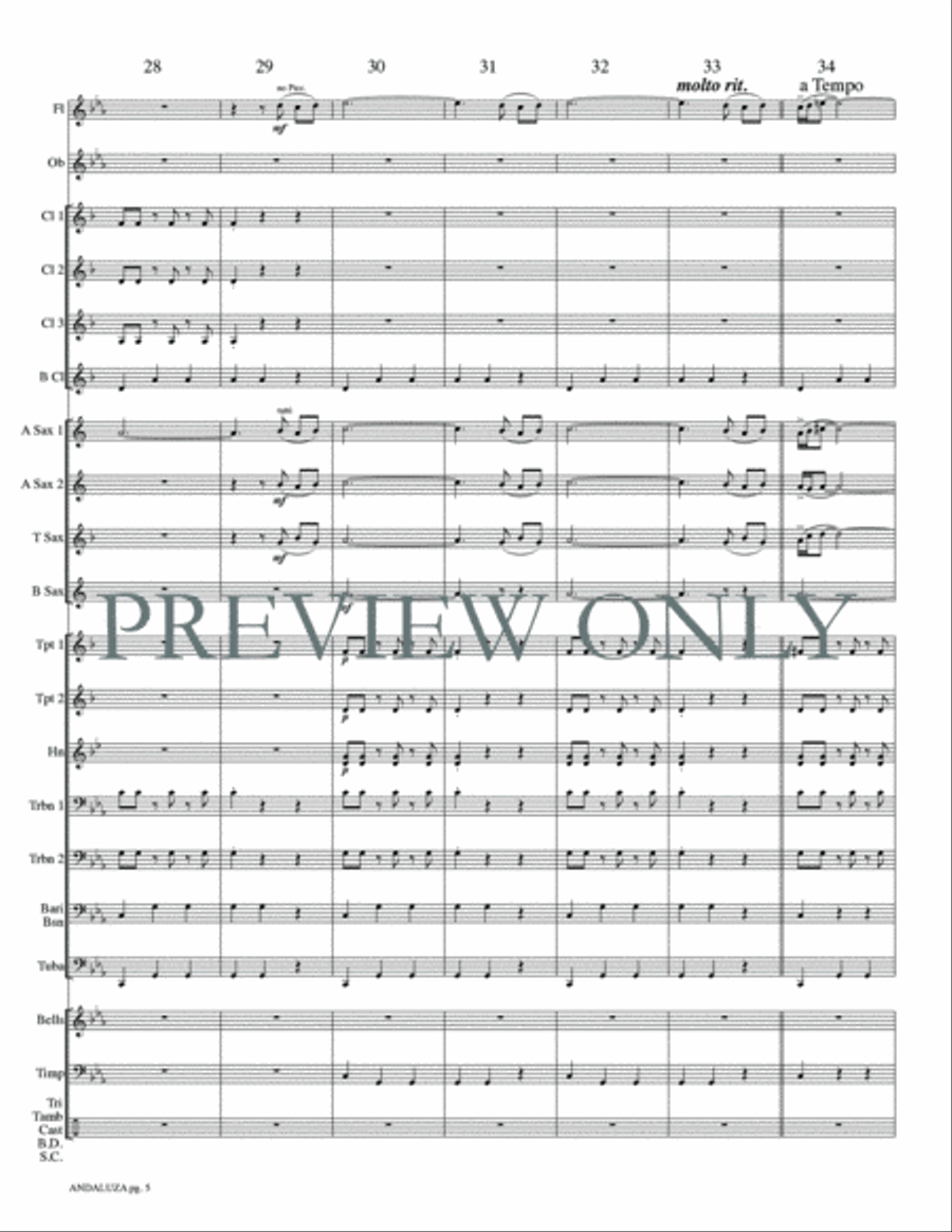 Andaluza -- Spanish Dance No. 5 Concert Band scores gallery preview page 8