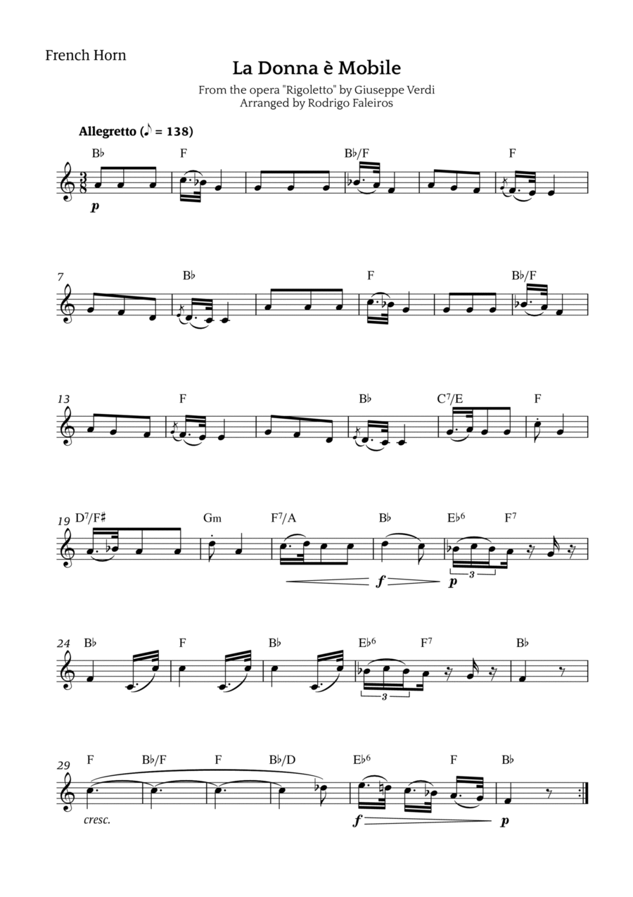 La Donna è Mobile Chamber Music scores gallery preview page 1