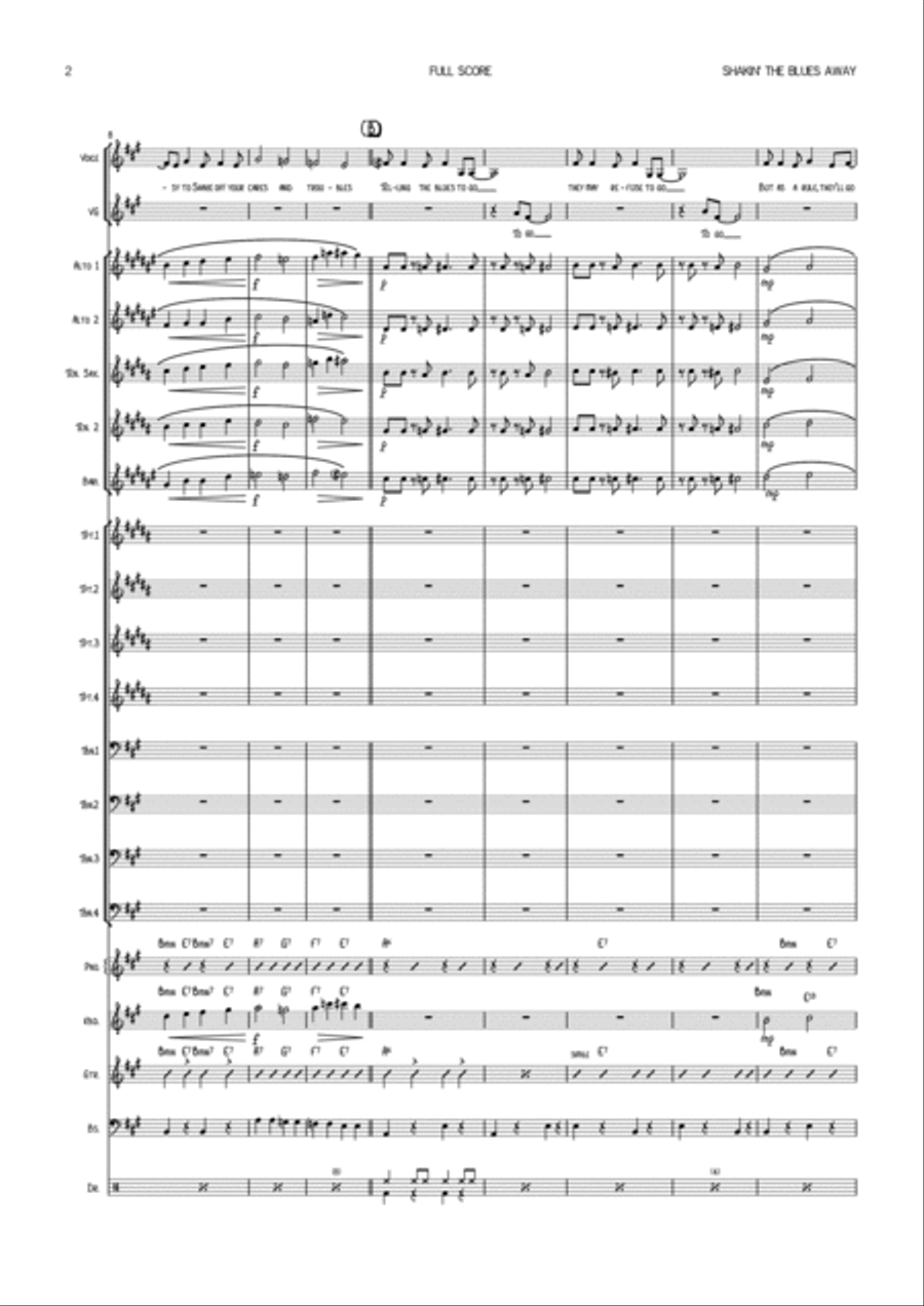 Shaking The Blues Away Jazz Ensemble scores gallery preview page 2