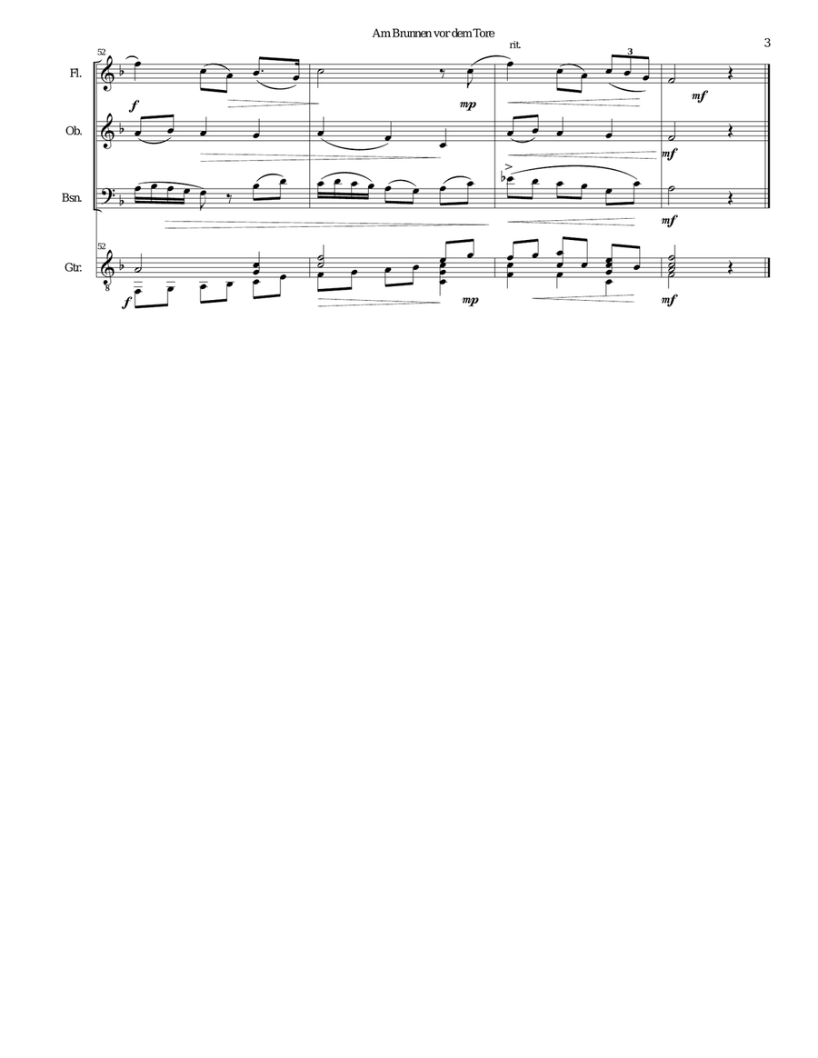 Am Brunnen vor dem Tore (At the fountain before the gate) flute, oboe, bassoon, guitar Small Ensemble scores gallery preview page 3