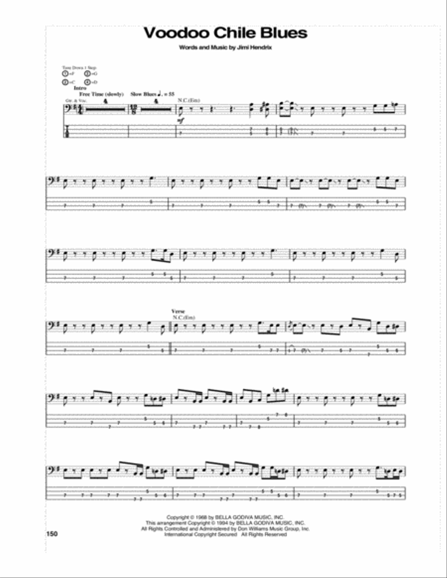 Voodoo Chile Blues Guitar Tablature scores gallery preview page 1